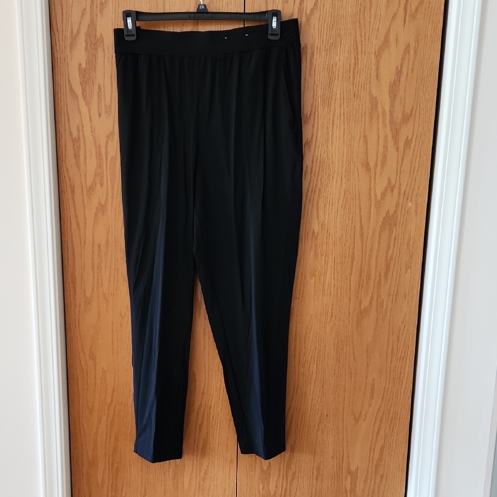 Stylus Womens Slim Black Mid Rise Pull-On Pant